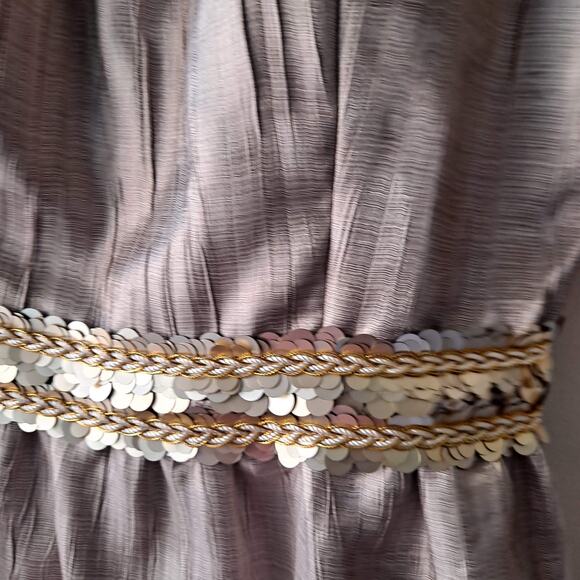 Tahari Gerard Detactable Strap Gold Dress with Braided Sequence Waist - Size 8 - Picture 8 of 16